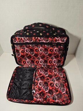 Vera Bradley Large Blush & Brush Makeup Case Havana Dots Cosmetic Bag Purse Tote
